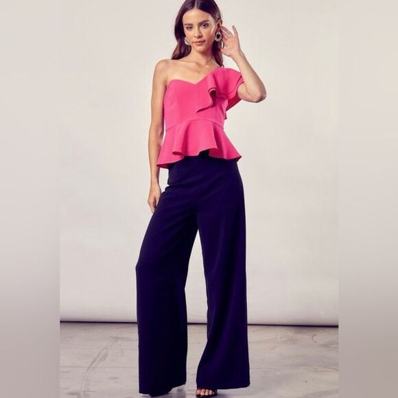 DO+BE NWT Ruffle Shoulder Pink Peplum Top Size S - Picture 1 of 8